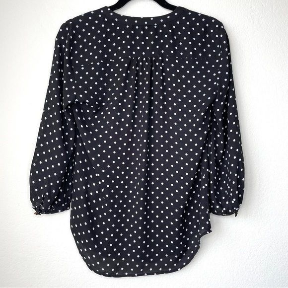 Lauren Ralph Lauren Black and White Polka Dot Button Down Blouse Business Casual - Picture 4 of 7